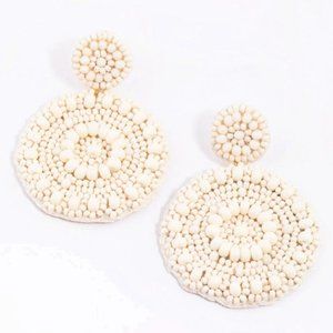 LOVISA Boho Chic Cream Beaded Double Circle Drop Earrings**NEW!